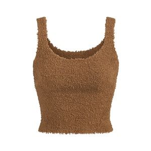 Skims Cozy Knit Tank in Camel